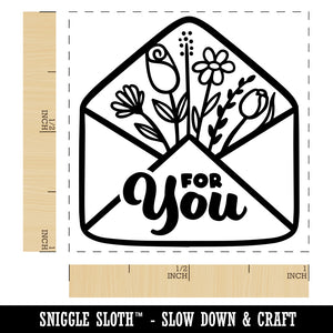 Envelope with Flowers Gift Mail For You Self-Inking Rubber Stamp Ink Stamper