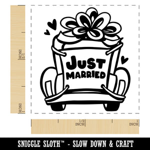 Just Married Vintage Car with Bow Self-Inking Rubber Stamp Ink Stamper