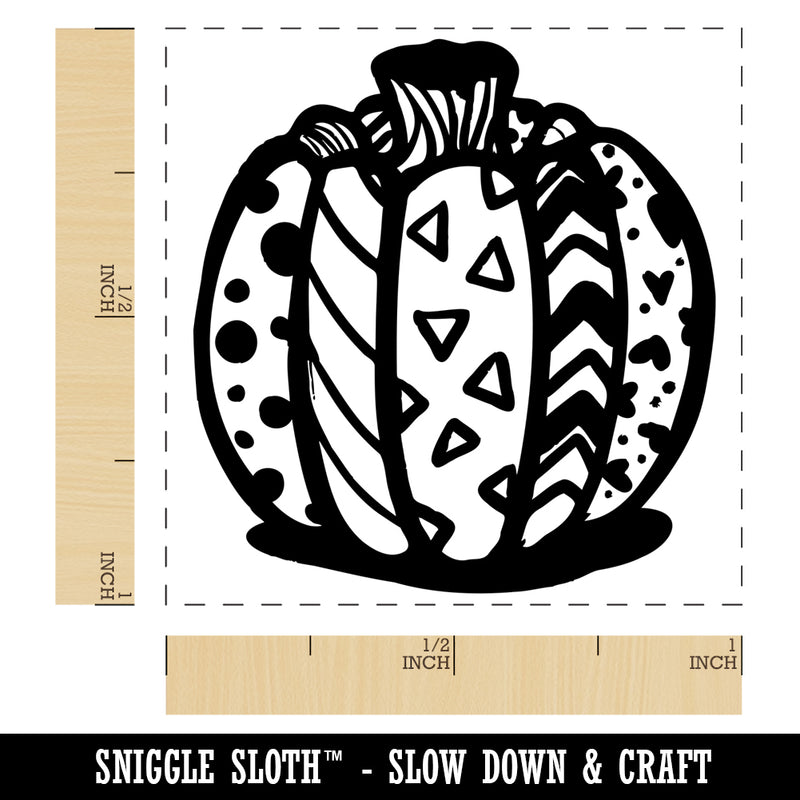 Patterned Pumpkin Fall Autumn Halloween Self-Inking Rubber Stamp Ink Stamper