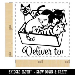 Box of Cats Kittens Deliver To Self-Inking Rubber Stamp Ink Stamper