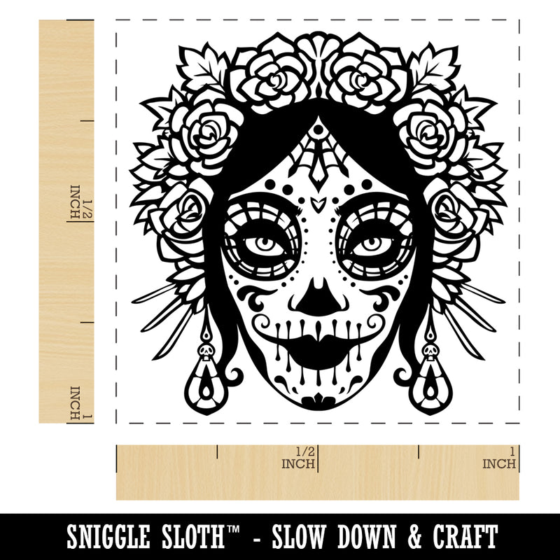 Dia De Los Muertos Woman Skull Face Day of the Dead Self-Inking Rubber Stamp Ink Stamper