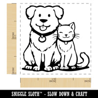 Dog and Cat Best Pet Friends Self-Inking Rubber Stamp Ink Stamper