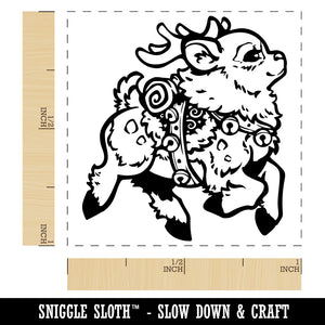 Festive Prancing Holiday Christmas Reindeer with Bells Self-Inking Rubber Stamp Ink Stamper