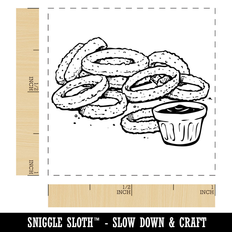 Onion Rings with Dipping Sauce Ketchup Fast Food Self-Inking Rubber Stamp Ink Stamper