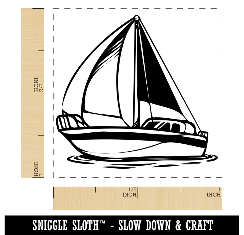 Simple Sailboat on Ocean Water Self-Inking Rubber Stamp Ink Stamper