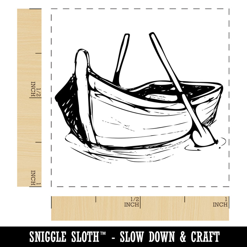 Sketchy Rowboat on the Water with Paddles Self-Inking Rubber Stamp Ink Stamper