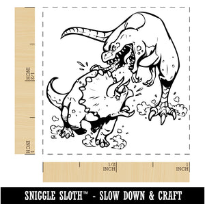 Triceratops and T-Rex Dinosaurs Fighting Self-Inking Rubber Stamp Ink Stamper