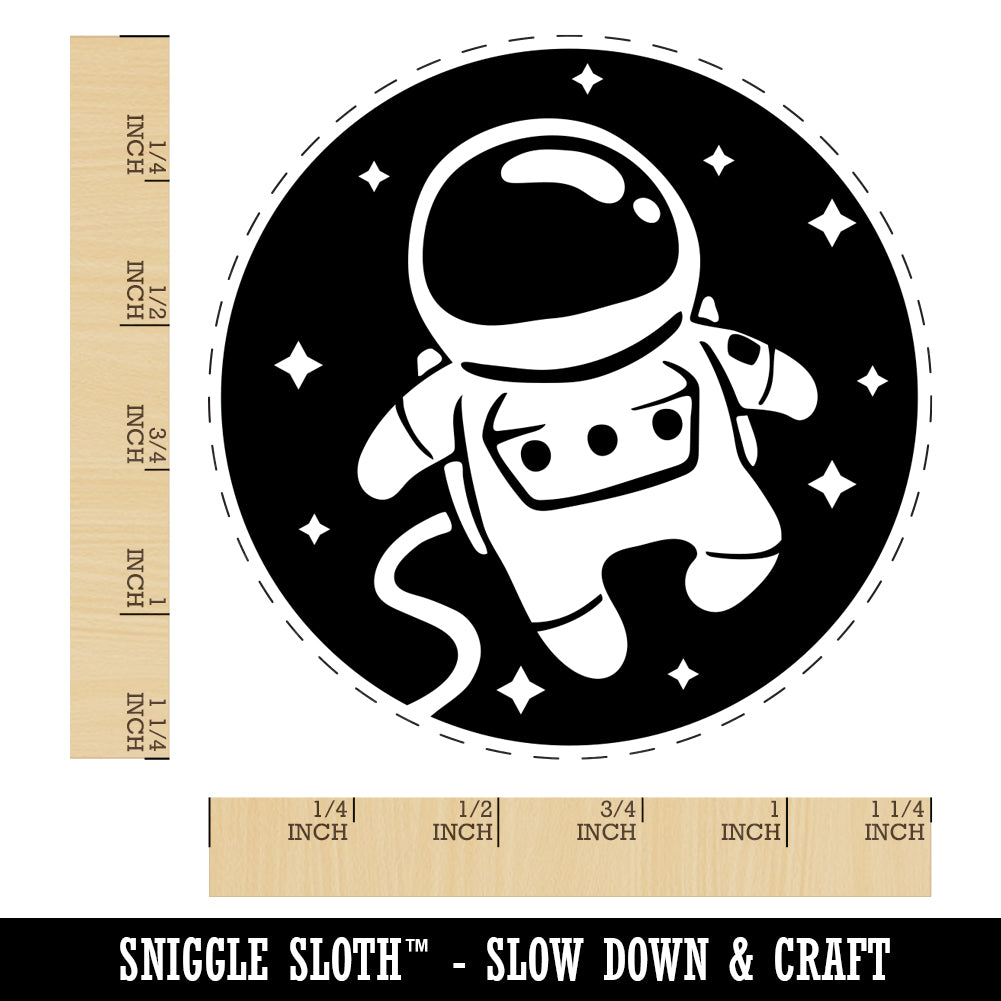 Cute Astronaut in Space with Stars Rubber Stamp for Stamping Crafting Planners