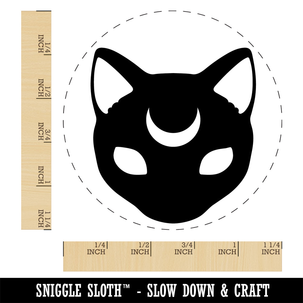 Witch Cat Head with Moon on Forehead Rubber Stamp for Stamping Crafting Planners