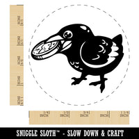 Happy Excited Crow With Treasure Coin Rubber Stamp for Stamping Crafting Planners