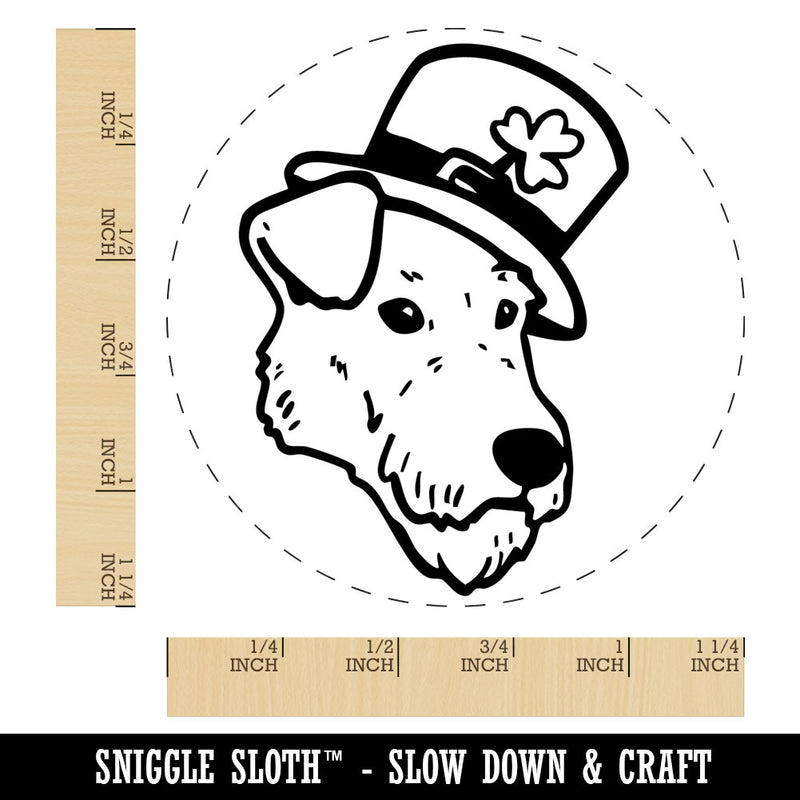 Irish Terrier Dog with Leprechaun Hat Saint Patricks Day Rubber Stamp for Stamping Crafting Planners