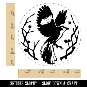 Mockingbird Flying Branches Twigs Bird Emblem Rubber Stamp for Stamping Crafting Planners