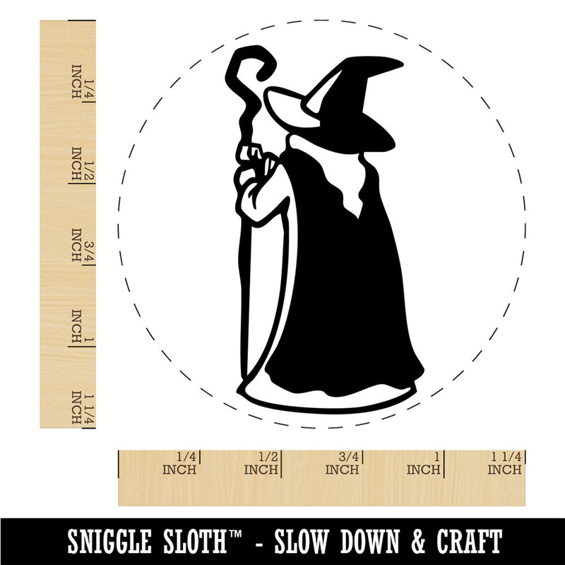 Wise Old Wizard Back Looking Away Mage Sorcerer Rubber Stamp for Stamping Crafting Planners