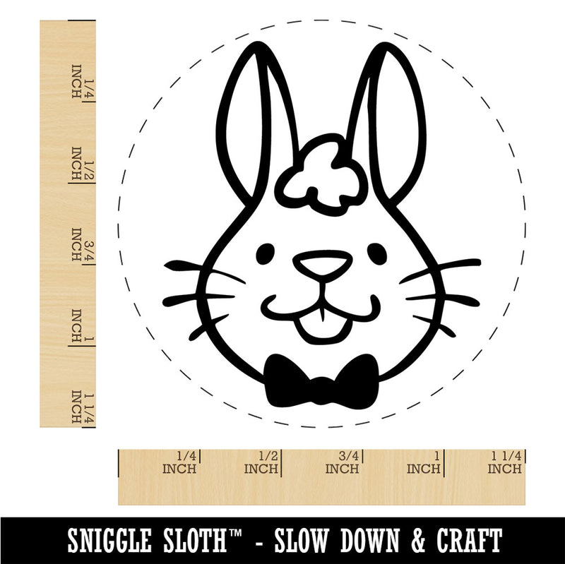 Adorable Cartoon Easter Bunny Head Rabbit Bow Tie Rubber Stamp for Stamping