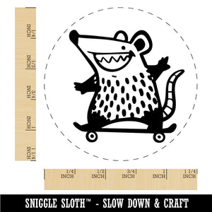 Awesome Opossum on Skateboard Sport Rubber Stamp for Stamping Crafting Planners