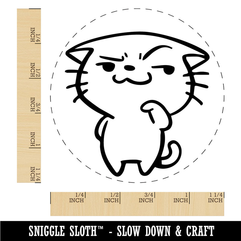 Cheeky Cartoon Cat Smirk Smile Rubber Stamp for Stamping Crafting Planners