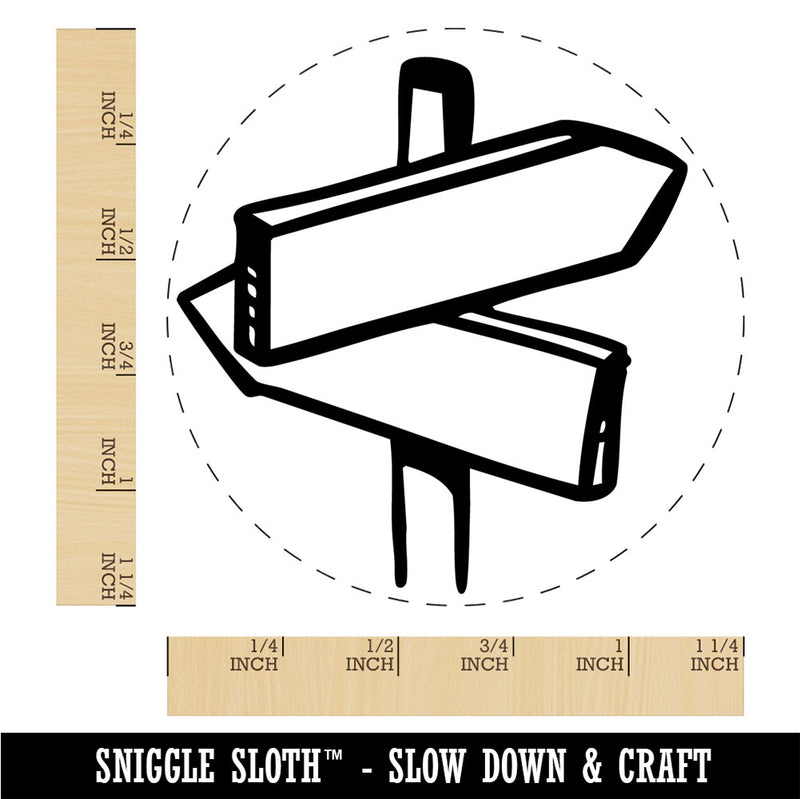Crossroads Sign Diverging Paths Choices Decisions Rubber Stamp for Stamping