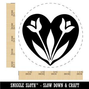 Decorative Tulips Flowers in Heart Rubber Stamp for Stamping Crafting Planners