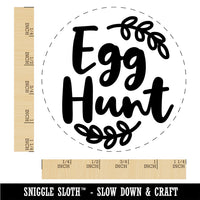Egg Hunt Easter Sunday Cursive Text with Wreath Rubber Stamp for Crafting