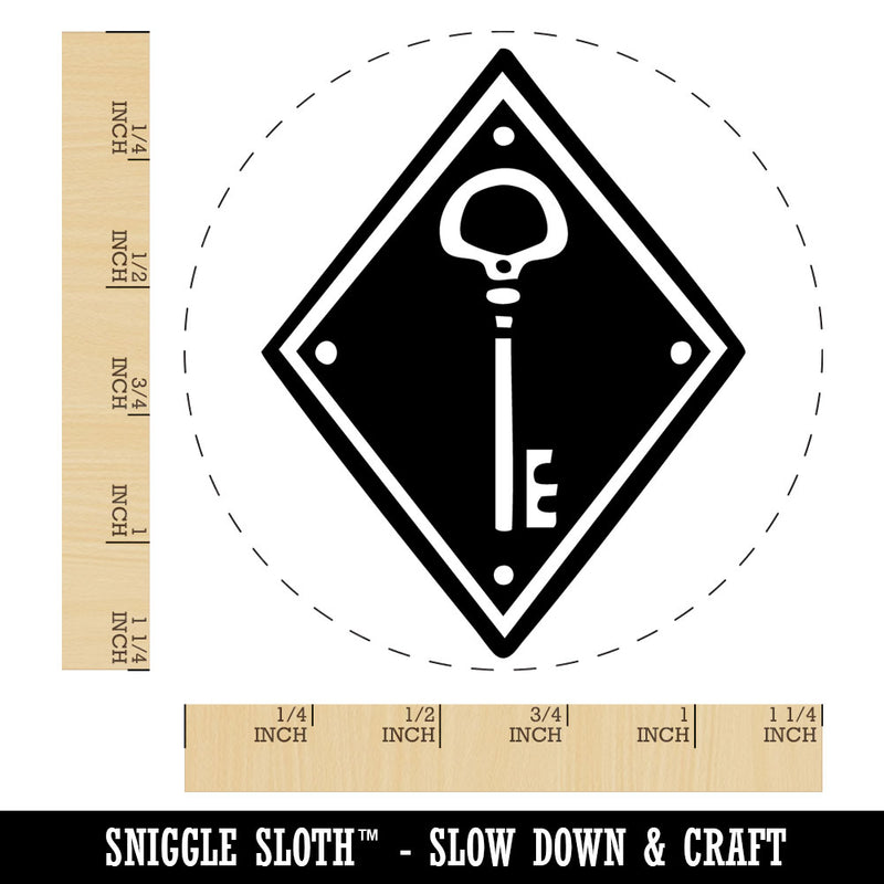 Elegant Antique Vintage Key In Diamond Rubber Stamp for Stamping Crafting