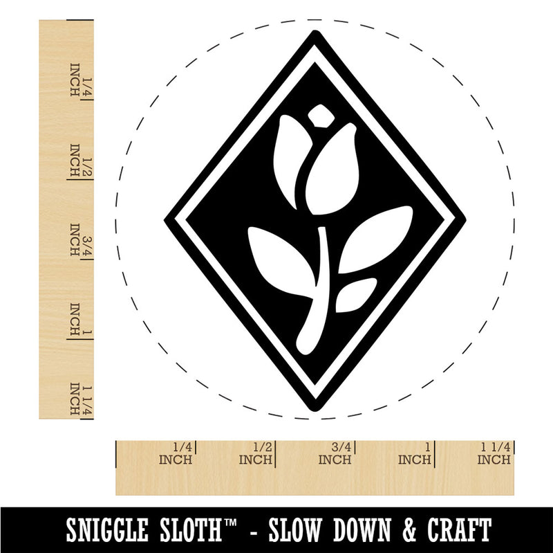 Elegent Tulip Flower in Diamond Rubber Stamp for Stamping Crafting Planners