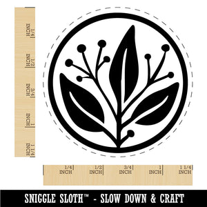 Fancy Decorative Leaves Branch in Circle Rubber Stamp for Stamping Crafting
