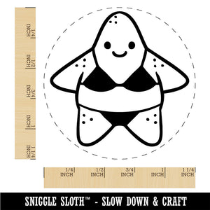 Funny Silly Starfish in Bikini Swimwear Sea Star Rubber Stamp for Stamping
