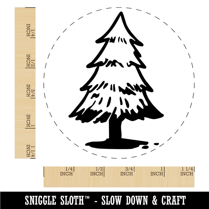 Hand Drawn Pine Tree Conifer Redwood Christmas Rubber Stamp for Stamping