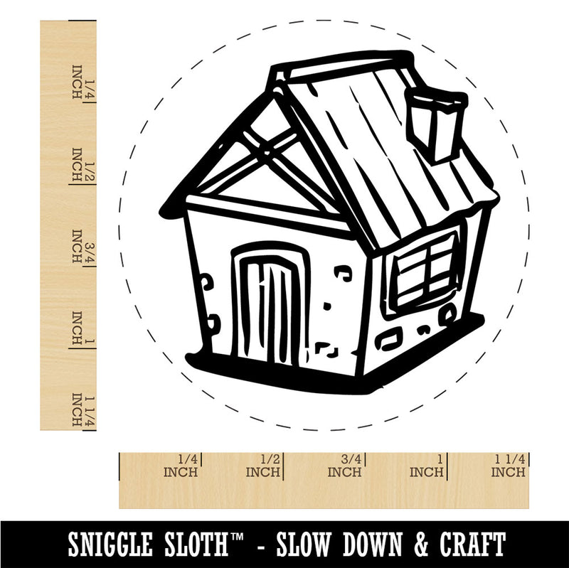 Hand Drawn Small House Cottage Cabin Home Rubber Stamp for Stamping Crafting
