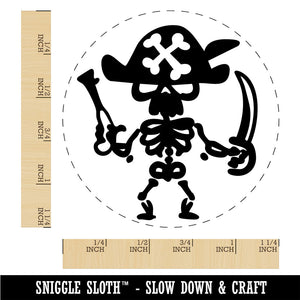 Pirate Skeleton with Gun and Sword Cutlass Bones Rubber Stamp for Stamping