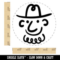 Silly Cartoon Doodle Cowboy with Beard and Hat Rubber Stamp for Stamping