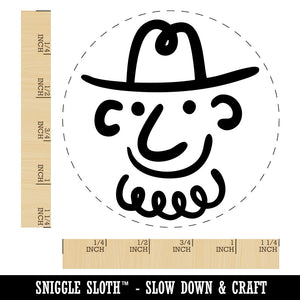 Silly Cartoon Doodle Cowboy with Beard and Hat Rubber Stamp for Stamping