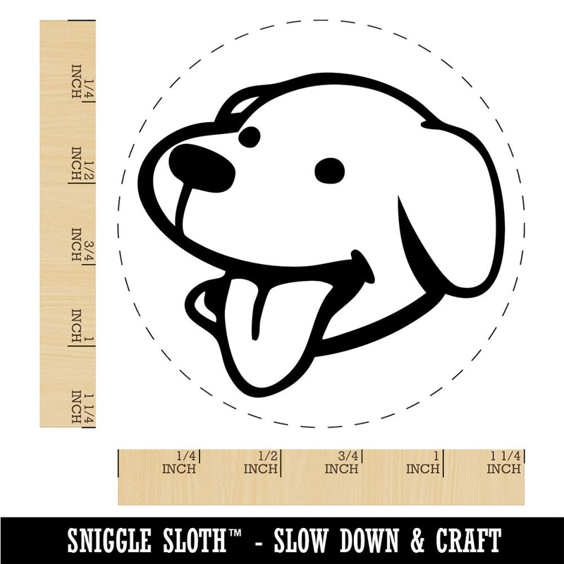 Silly Smiling Dog Head with Tongue Sticking Out Rubber Stamp for Stamping