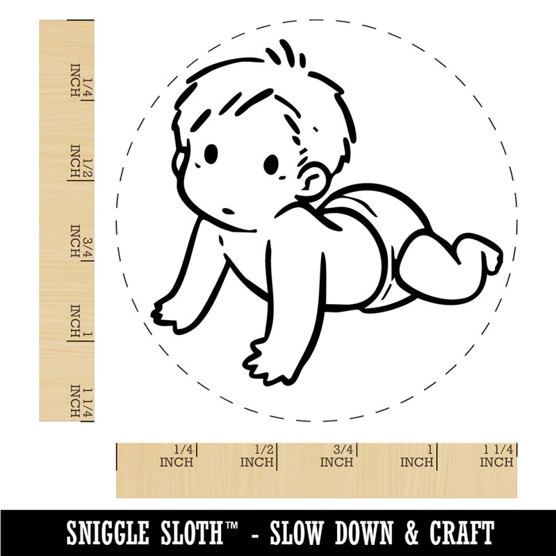 Simple Cartoon Baby Crawling in Diaper Rubber Stamp for Stamping Crafting