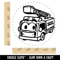 Smiling Cartoon Firetruck Firefighter Truck Ladder Rubber Stamp for Stamping