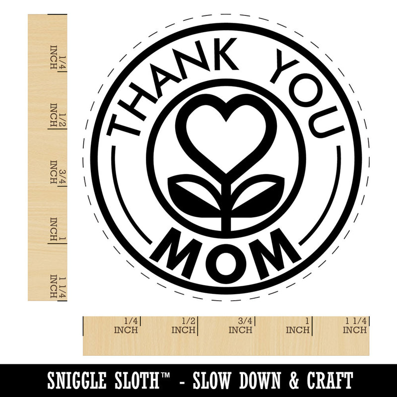 Thank You Mom Heart Flower Mother's Day Rubber Stamp for Stamping Crafting
