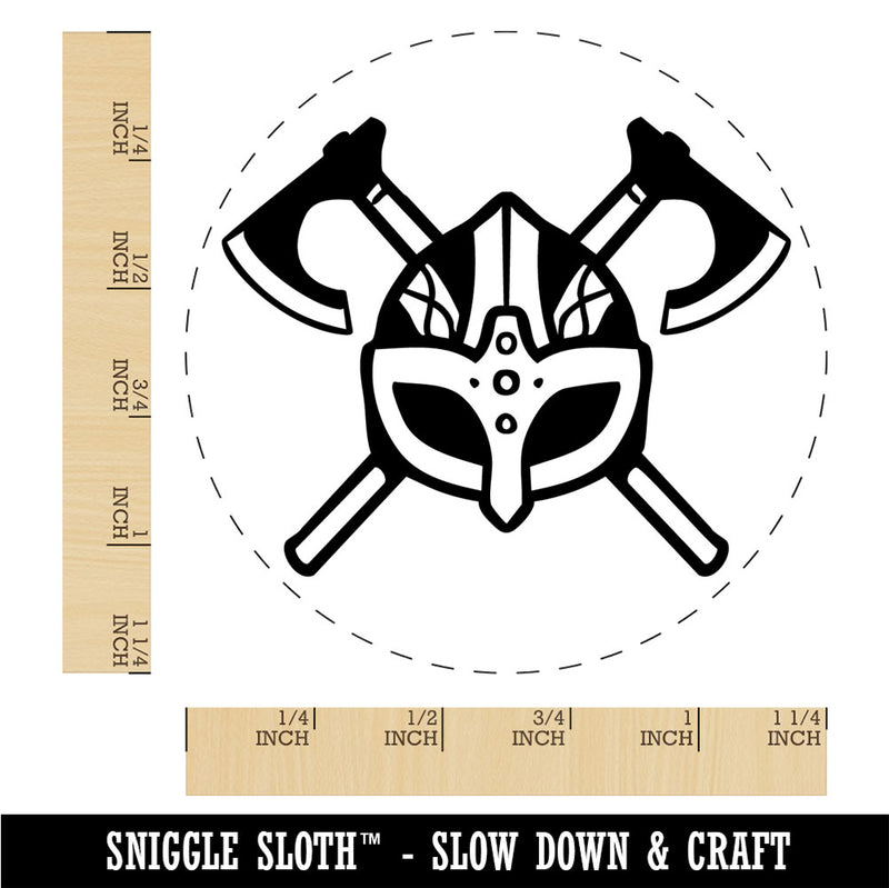 Viking Helmet Crossed Axes Norse Battle Rubber Stamp for Stamping Crafting