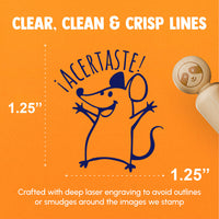 Acertaste Spanish Right Correct Cheering Mouse Teacher Stamp Rubber Stamp for Stamping Crafting Planners