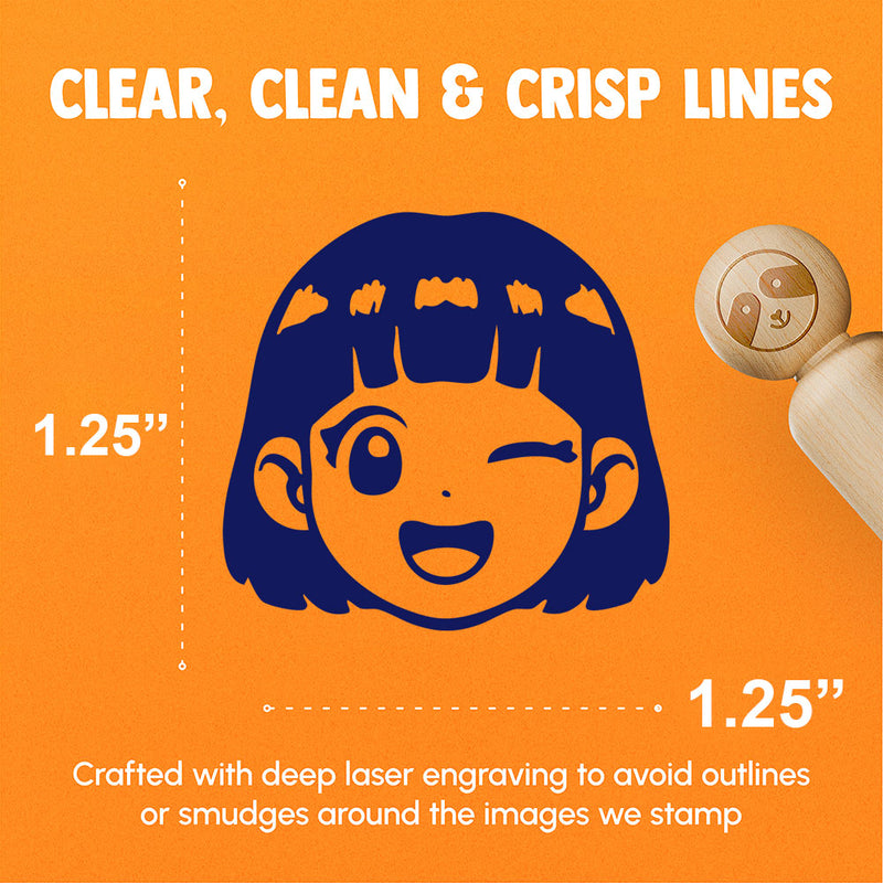 Anime Manga Girl Wink Happy Cute Rubber Stamp for Stamping Crafting Planners