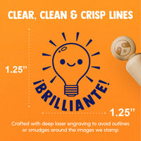 Brilliante Bright Light Bulb Spanish Compliment Rubber Stamp for Stamping Crafting Planners