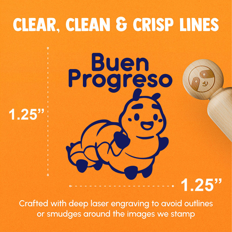 Buen Progresso Spanish Caterpillar Good Progress Rubber Stamp for Stamping Crafting Planners