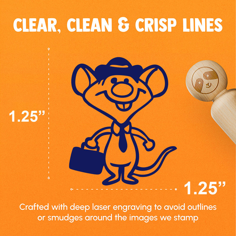 Business Rat Mouse with Hat and Suitcase Tie Rubber Stamp for Stamping Crafting Planners