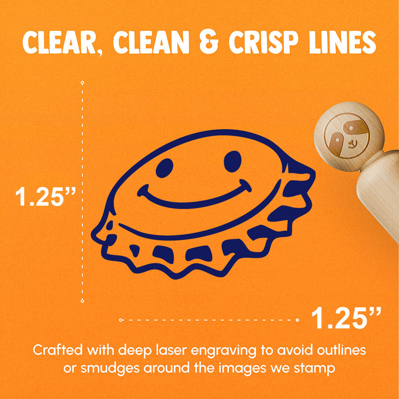 Cartoon Bottle Cap Soda Smiley Face Rubber Stamp for Stamping Crafting Planners