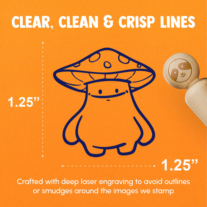Cartoon Mushroom Man Chubby Cute Spots Rubber Stamp for Stamping Crafting Planners