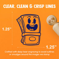 Cartoon Stack of Money Cash Happy Dollar Bill Rubber Stamp for Stamping Crafting Planners