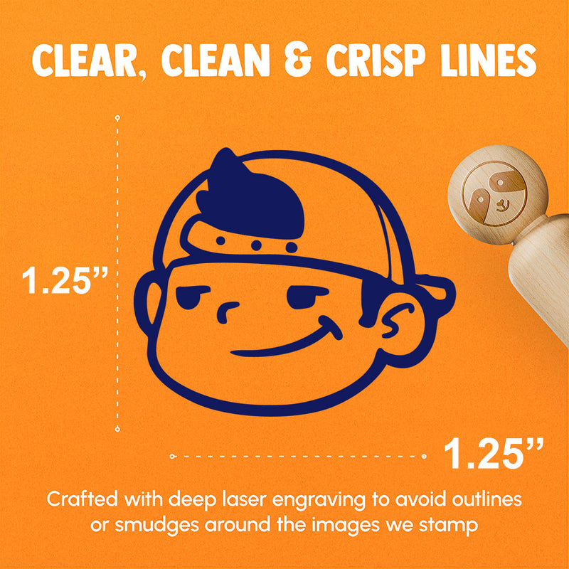 Cool Kid Boy With Backwards Hat Baseball Cap Rubber Stamp for Stamping Crafting Planners