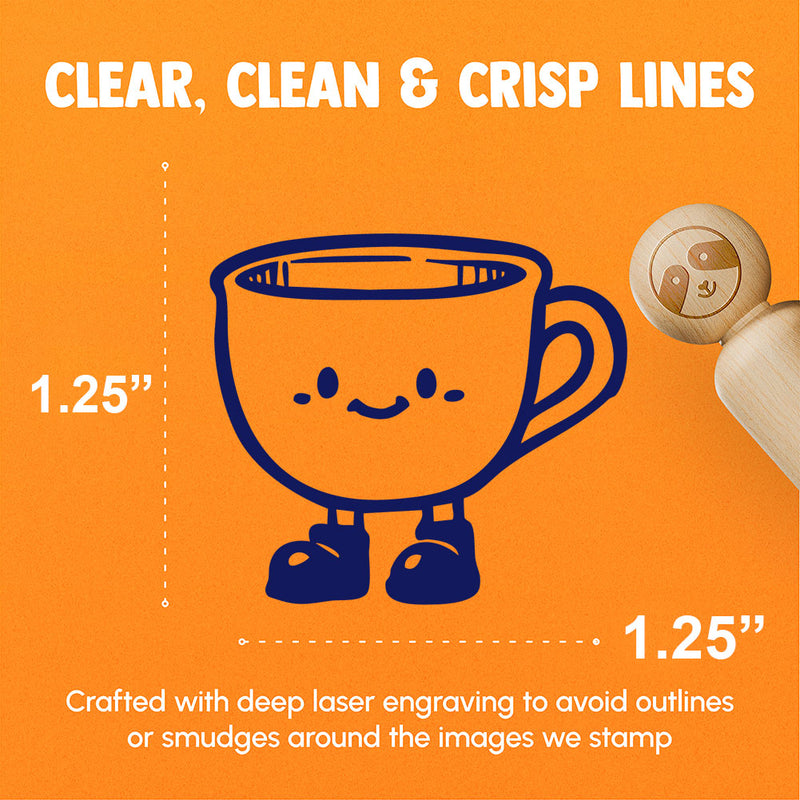 Cute Cartoon Tea Cup with Shoes Rubber Stamp for Stamping Crafting Planners