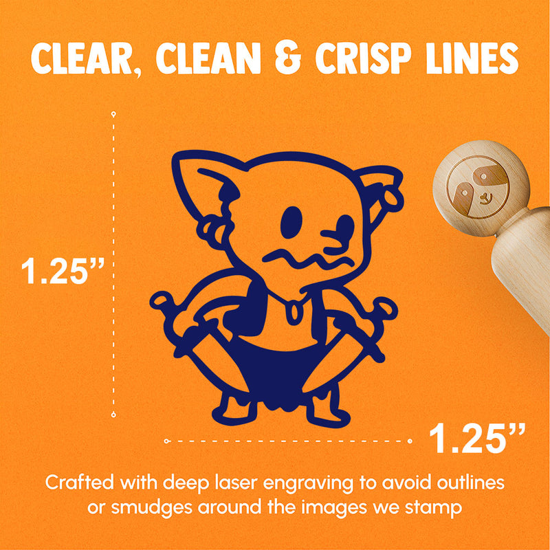 Cute Fantasy Goblin With Daggers Dungeon Rubber Stamp for Stamping Crafting Planners