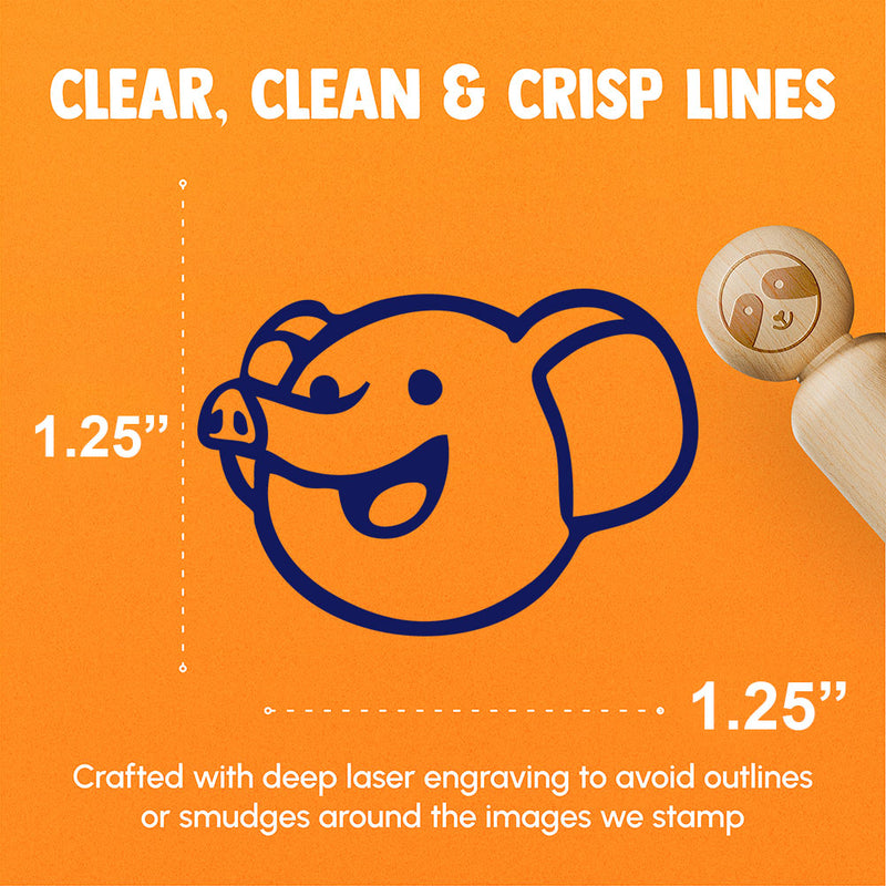 Cute Round Elephant Head Cartoon Rubber Stamp for Stamping Crafting Planners