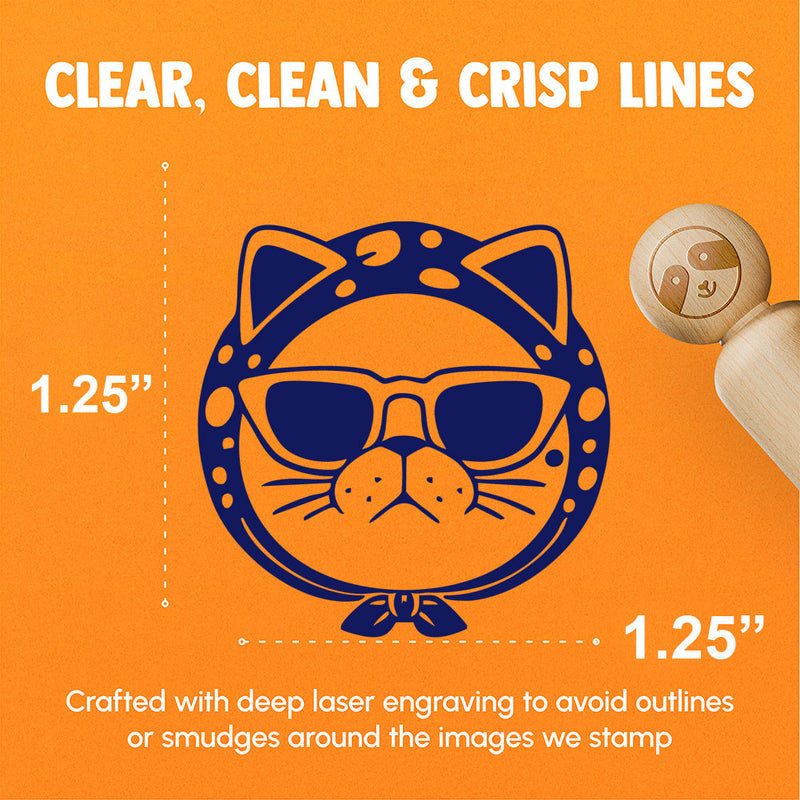 Diva Cat Sunglasses Scarf Rubber Stamp for Stamping Crafting Planners